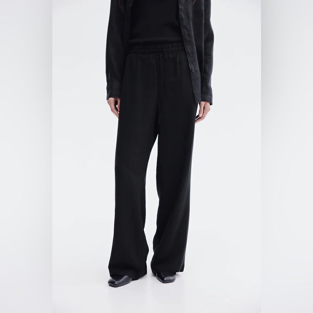 H&M Women's Hi Rise Pull On Trouser City Office Pants in Black Size 4